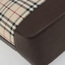 BURBERRY Nova Check Hand Bag Canvas Beige Silver Auth 196618A-11