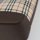 BURBERRY Nova Check Hand Bag Canvas Beige Silver Auth 196618A-12