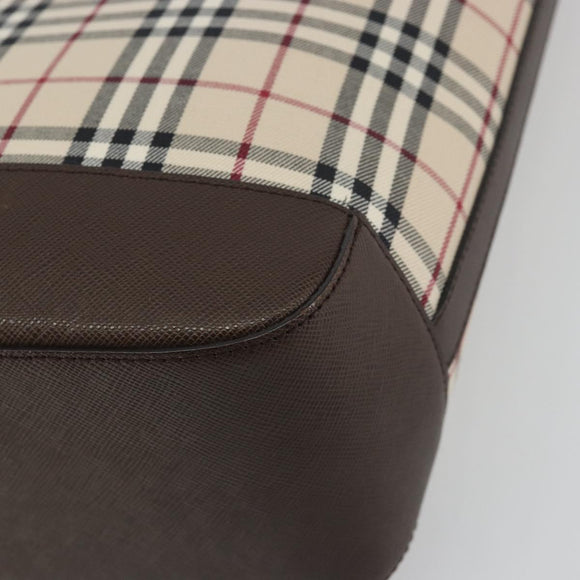 BURBERRY Nova Check Hand Bag Canvas Beige Silver Auth 196618A