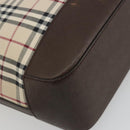 BURBERRY Nova Check Hand Bag Canvas Beige Silver Auth 196618A-13