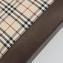 BURBERRY Nova Check Hand Bag Canvas Beige Silver Auth 196618A-14