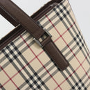 BURBERRY Nova Check Hand Bag Canvas Beige Silver Auth 196618A-15