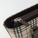 BURBERRY Nova Check Hand Bag Canvas Beige Silver Auth 196618A-16