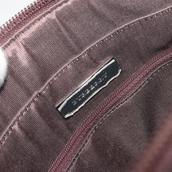 BURBERRY Nova Check Hand Bag Canvas Beige Silver Auth 196618A