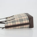 BURBERRY Nova Check Hand Bag Canvas Beige Silver Auth 196618A-5