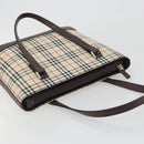 BURBERRY Nova Check Hand Bag Canvas Beige Silver Auth 196618A-6