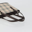 BURBERRY Nova Check Hand Bag Canvas Beige Silver Auth 196618A-7