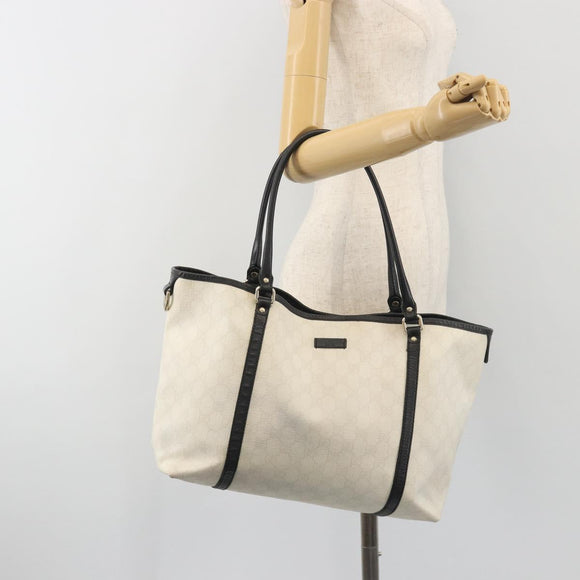 GUCCI GG Supreme Tote Bag PVC White Gold 197953 Auth 196619