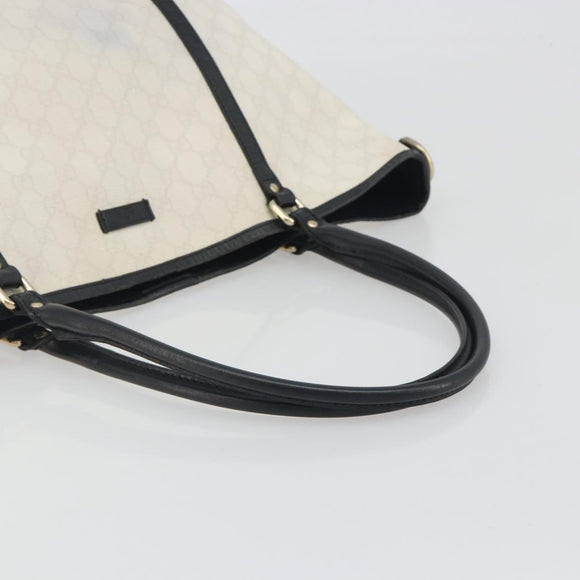 GUCCI GG Supreme Tote Bag PVC White Gold 197953 Auth 196619