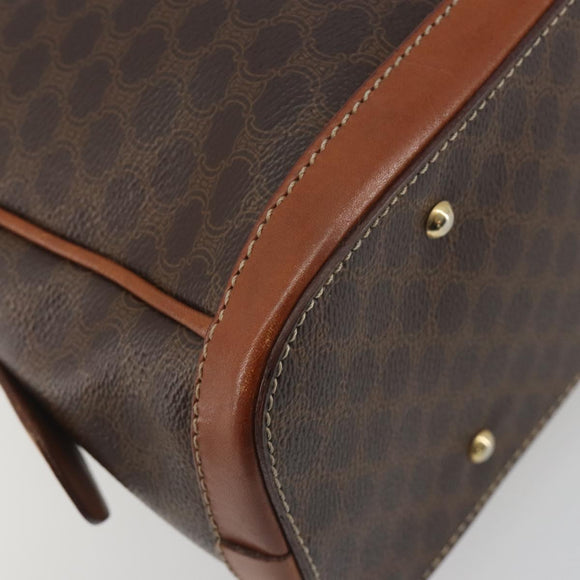 CELINE Macadam Canvas Hand Bag PVC Leather Brown Gold Auth 196621A