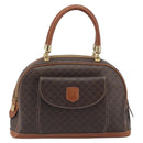 CELINE Macadam Canvas Hand Bag PVC Leather Brown Gold Auth 196621A-2