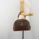 CELINE Macadam Canvas Hand Bag PVC Leather Brown Gold Auth 196621A-25