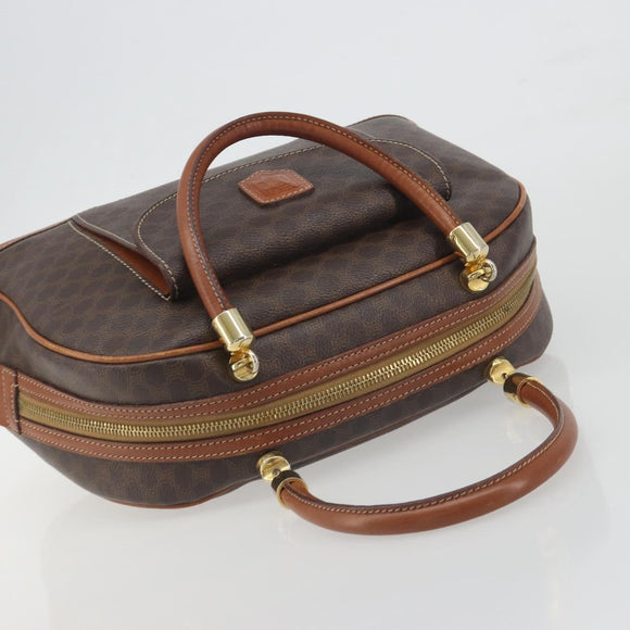 CELINE Macadam Canvas Hand Bag PVC Leather Brown Gold Auth 196621A