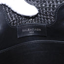 BALENCIAGA Pannier XS Hand Bag Raffia Black Silver 466498 Auth 196622A-14