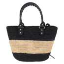 BALENCIAGA Pannier XS Hand Bag Raffia Black Silver 466498 Auth 196622A-3