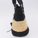 BALENCIAGA Pannier XS Hand Bag Raffia Black Silver 466498 Auth 196622A-4