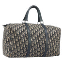 Christian Dior Trotter Canvas Boston Bag Navy Silver Auth 196623-1