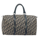Christian Dior Trotter Canvas Boston Bag Navy Silver Auth 196623-2