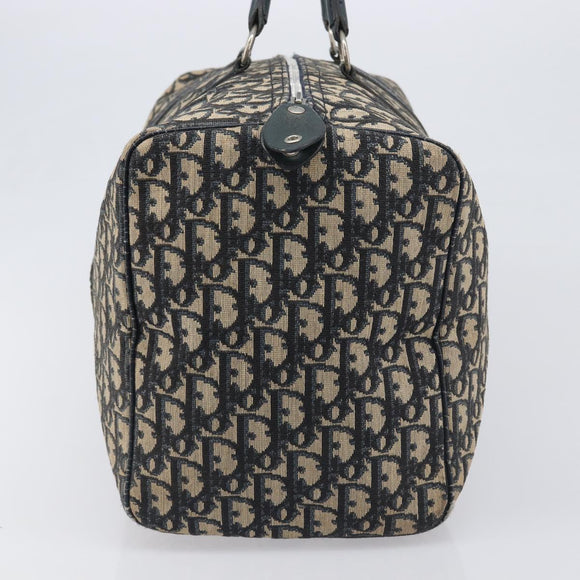 Christian Dior Trotter Canvas Boston Bag Navy Silver Auth 196623