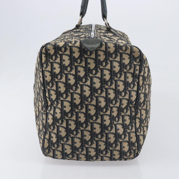 Christian Dior Trotter Canvas Boston Bag Navy Silver Auth 196623
