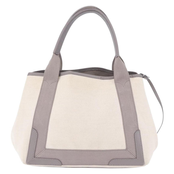 BALENCIAGA Navy Cabas XS Hand Bag Canvas White Silver 339933 Auth 196624