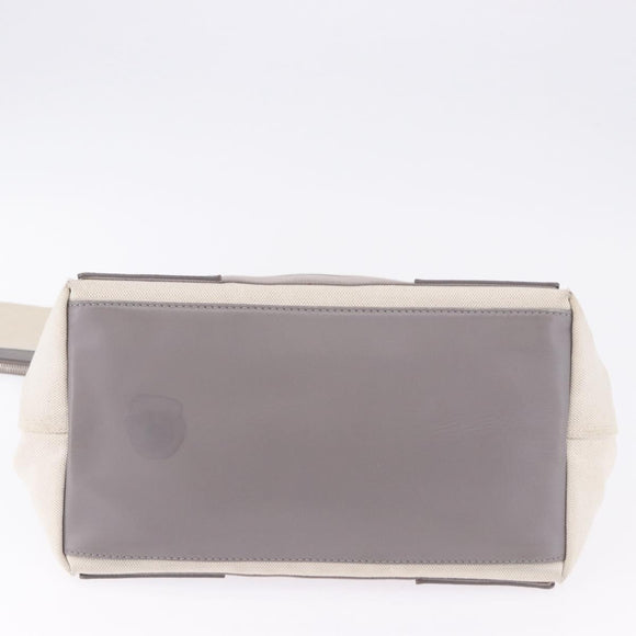 BALENCIAGA Navy Cabas XS Hand Bag Canvas White Silver 339933 Auth 196624