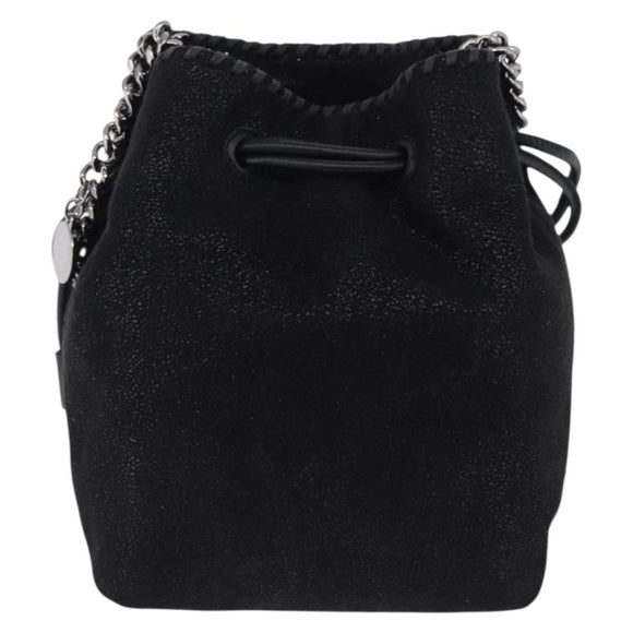 Stella MacCartney Chain Shoulder Bag Polyester Black Silver Auth 196625A