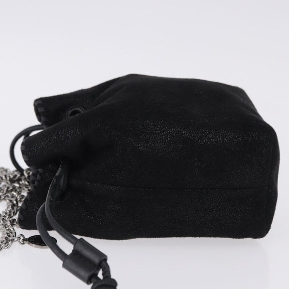 Stella MacCartney Chain Shoulder Bag Polyester Black Silver Auth 196625A