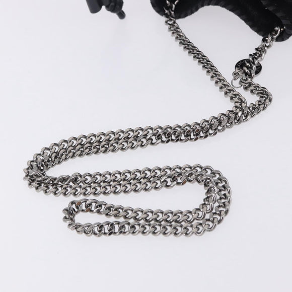Stella MacCartney Chain Shoulder Bag Polyester Black Silver Auth 196625A