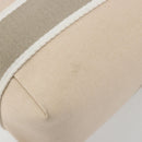 HERMES Brid A Black Hand Bag Canvas Leather Beige Silver Auth 196626M-10