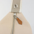 HERMES Brid A Black Hand Bag Canvas Leather Beige Silver Auth 196626M-20