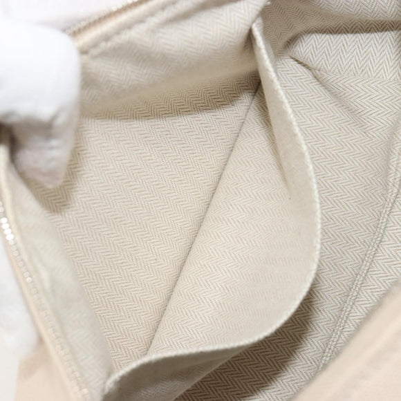 HERMES Brid A Black Hand Bag Canvas Leather Beige Silver Auth 196626M