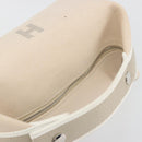 HERMES Brid A Black Hand Bag Canvas Leather Beige Silver Auth 196626M-6
