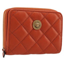 VERSACE Medusa Wallet Leather Orange Gold Auth 196627A-1