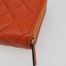VERSACE Medusa Wallet Leather Orange Gold Auth 196627A-15