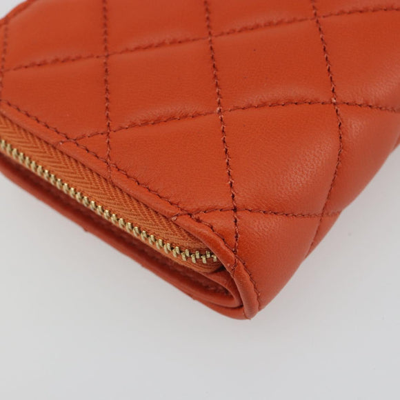 VERSACE Medusa Wallet Leather Orange Gold Auth 196627A