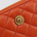 VERSACE Medusa Wallet Leather Orange Gold Auth 196627A-17
