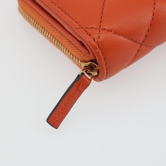 VERSACE Medusa Wallet Leather Orange Gold Auth 196627A