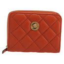 VERSACE Medusa Wallet Leather Orange Gold Auth 196627A-13
