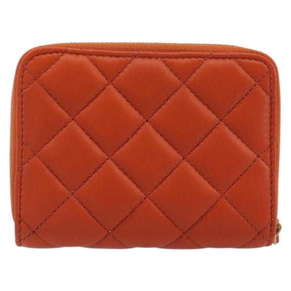 VERSACE Medusa Wallet Leather Orange Gold Auth 196627A