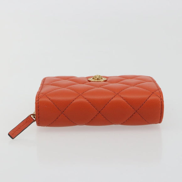 VERSACE Medusa Wallet Leather Orange Gold Auth 196627A