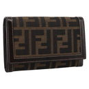 FENDI Zucca Canvas Bifold Wallet Black Brown Auth 196628V-1