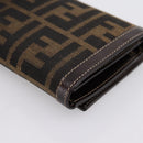 FENDI Zucca Canvas Bifold Wallet Black Brown Auth 196628V-10