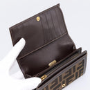 FENDI Zucca Canvas Bifold Wallet Black Brown Auth 196628V-12