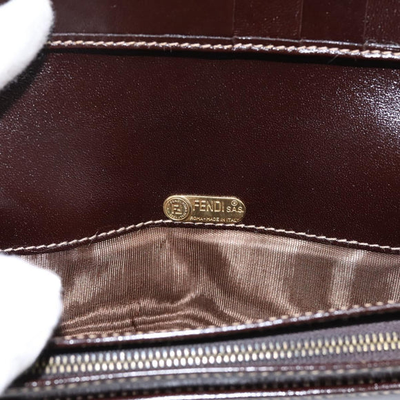 FENDI Zucca Canvas Bifold Wallet Black Brown Auth 196628V