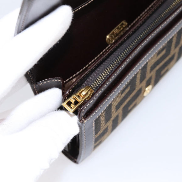 FENDI Zucca Canvas Bifold Wallet Black Brown Auth 196628V