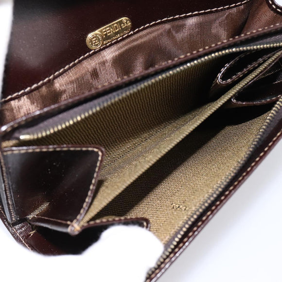 FENDI Zucca Canvas Bifold Wallet Black Brown Auth 196628V