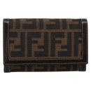 FENDI Zucca Canvas Bifold Wallet Black Brown Auth 196628V-2