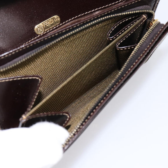 FENDI Zucca Canvas Bifold Wallet Black Brown Auth 196628V