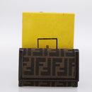 FENDI Zucca Canvas Bifold Wallet Black Brown Auth 196628V-22